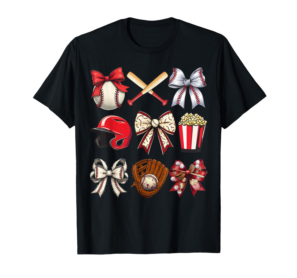 Baseball Coquette Bow Baseball Mama T-Shirt - Novelty Apparel Unisex - T-Shirt, Sweatshirt, Hoodie