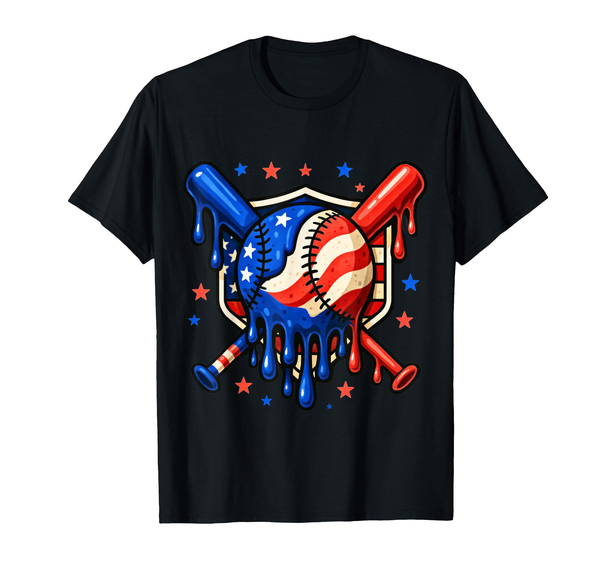 4Th July Baseball Drip Patriotic T-Shirt - Graphic Print for Adults - T-Shirt, Sweatshirt, Hoodie