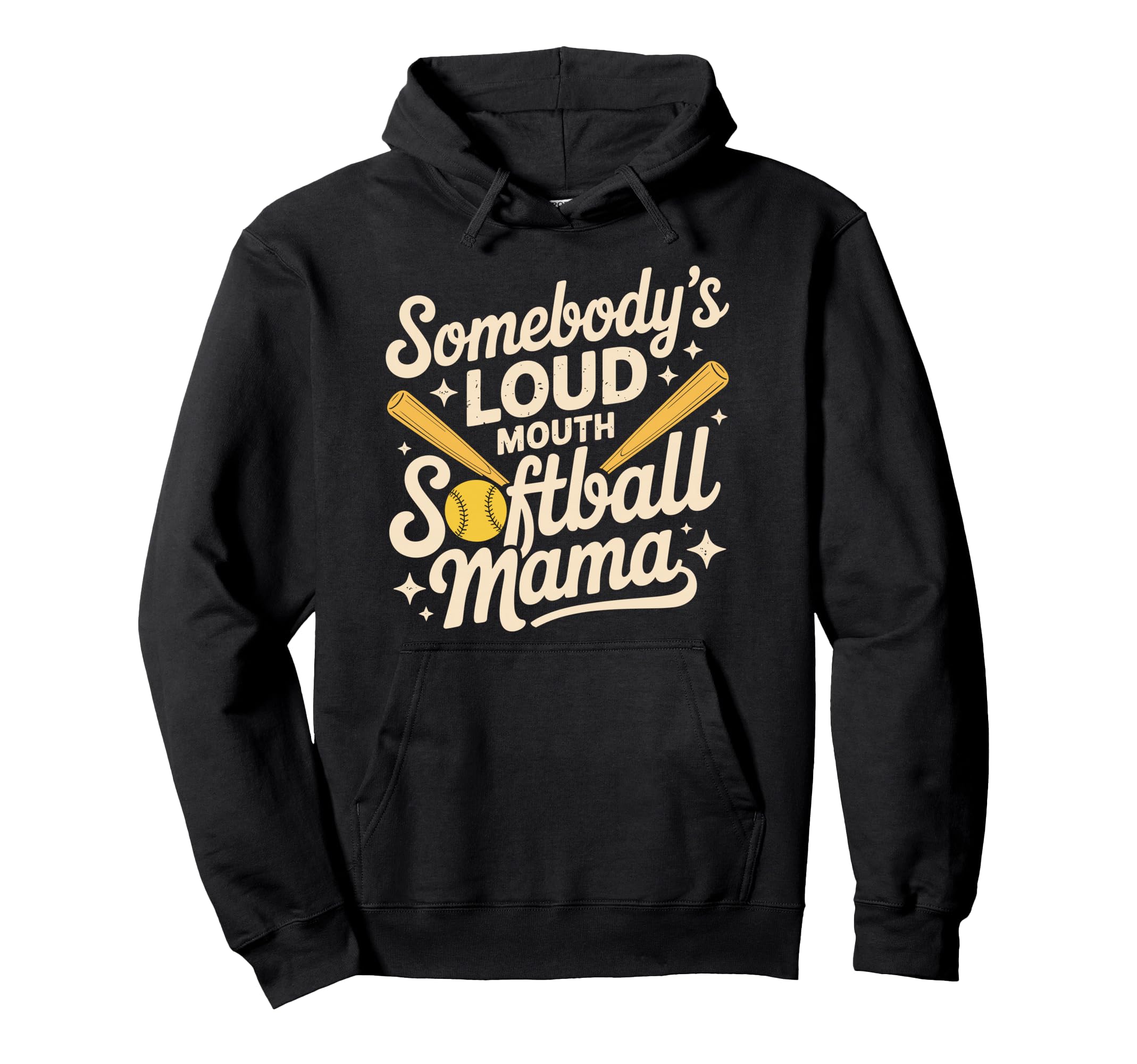 Somebodys Loud Mouth Softball Mama Hoodie - Aesthetic Graphic for Adults - T-Shirt, Sweatshirt, Hoodie