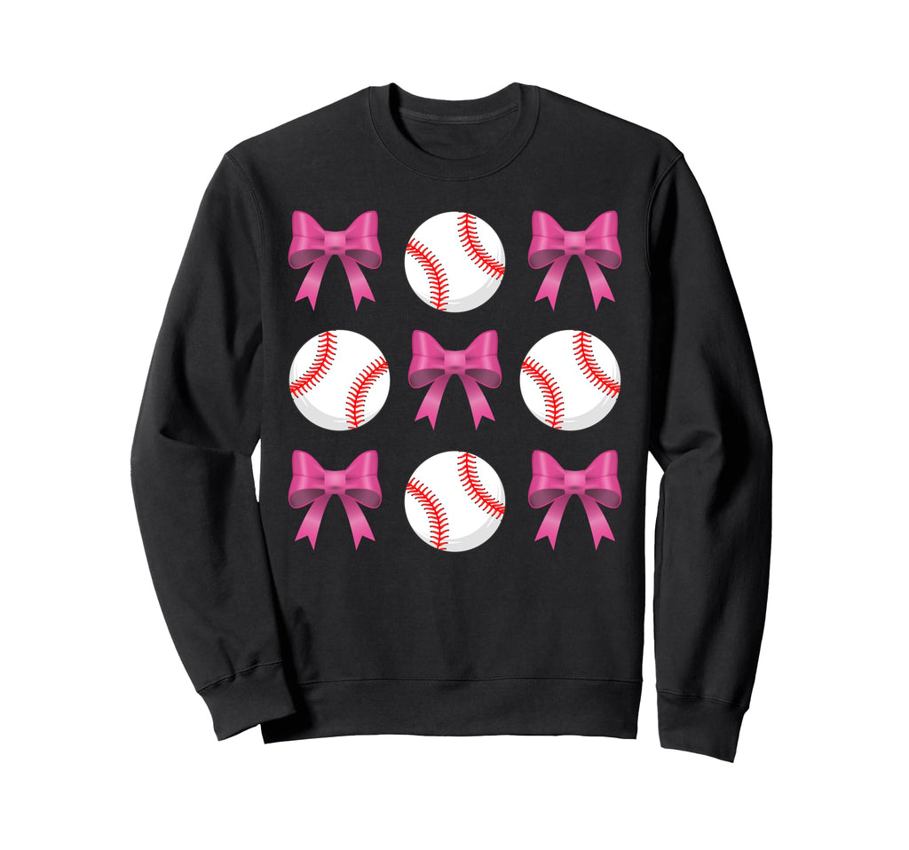Baseball Mom Mama Coquette Bow Happy Sweatshirt - Unique Graphic Men Women - T-Shirt, Sweatshirt, Hoodie