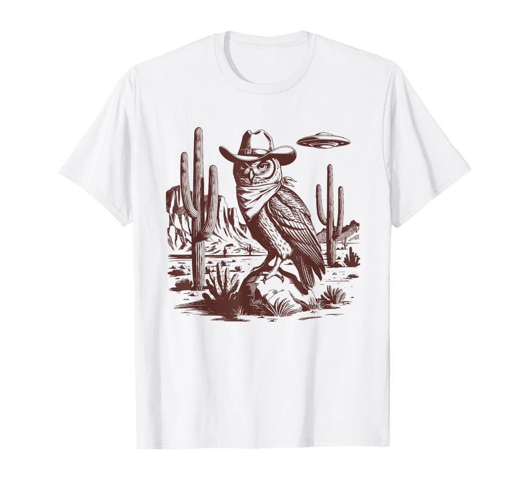 Owl Ufo Western Alien 90S Cowboy T-Shirt - Aesthetic Graphic Unisex - T-Shirt, Sweatshirt, Hoodie