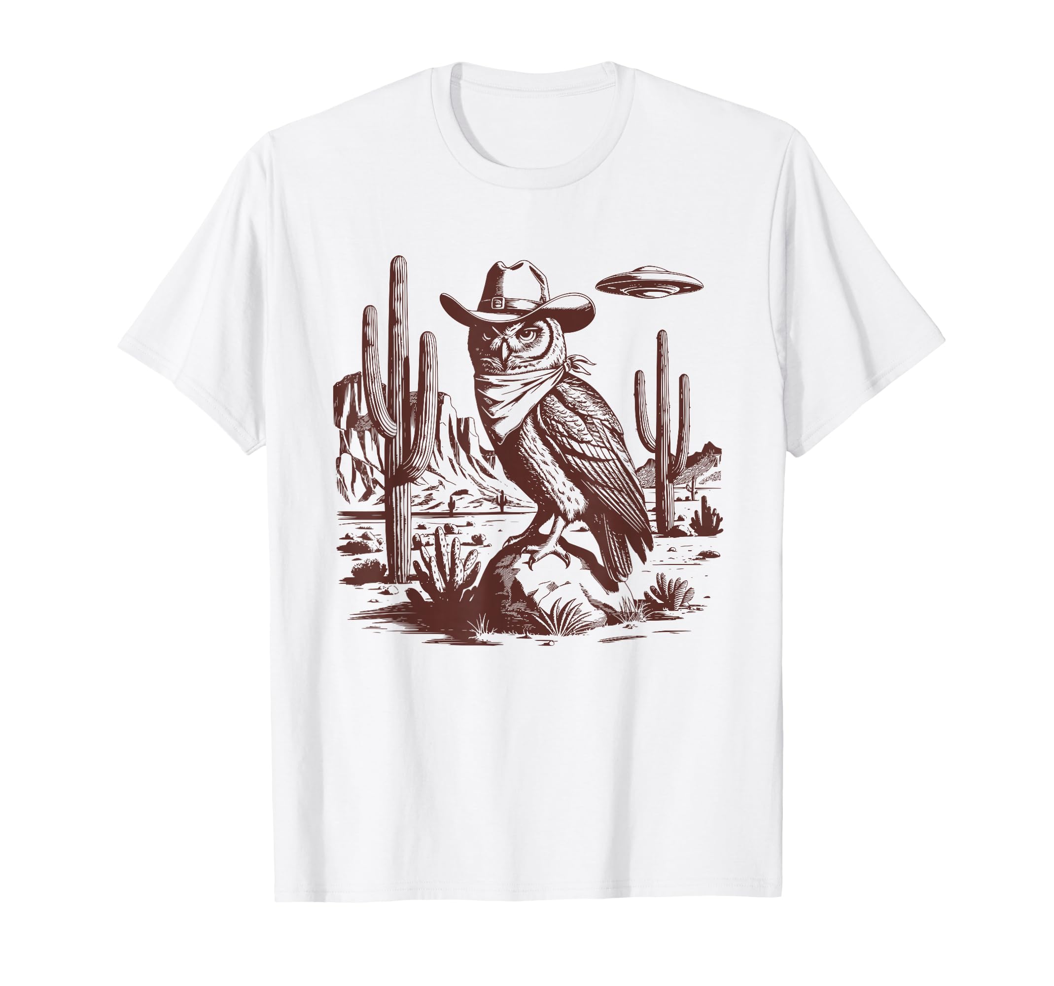 Owl Ufo Western Alien 90S Cowboy T-Shirt - Aesthetic Graphic Unisex - T-Shirt, Sweatshirt, Hoodie
