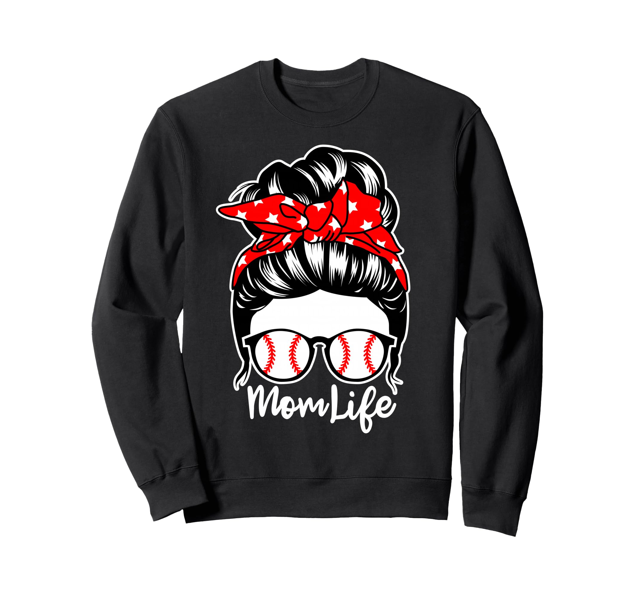 Mom Life Messy Bun Hair Baseball Sweatshirt - Unique Graphic for Adults - T-Shirt, Sweatshirt, Hoodie