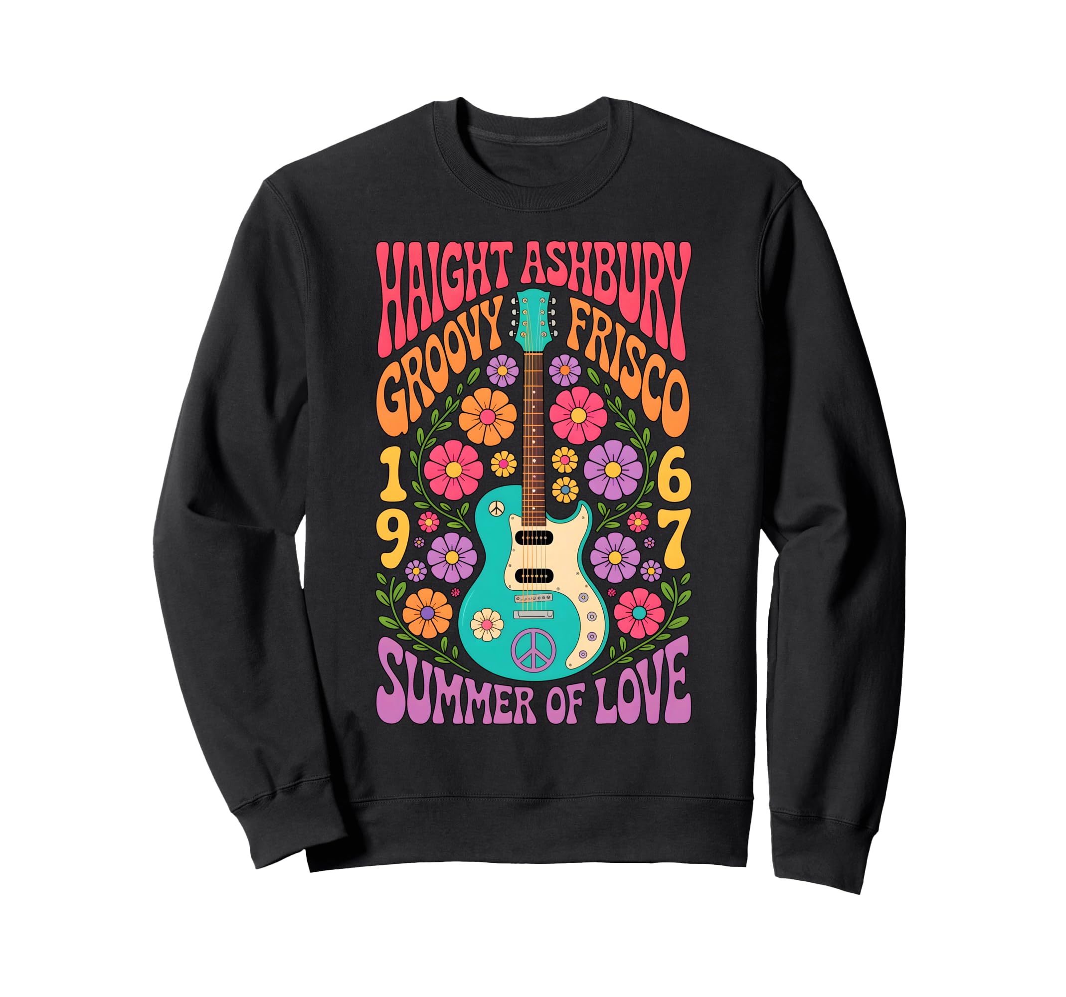60S Flower Power Groovy Frisco 2 Sweatshirt - Novelty Apparel for Adults - T-Shirt, Sweatshirt, Hoodie