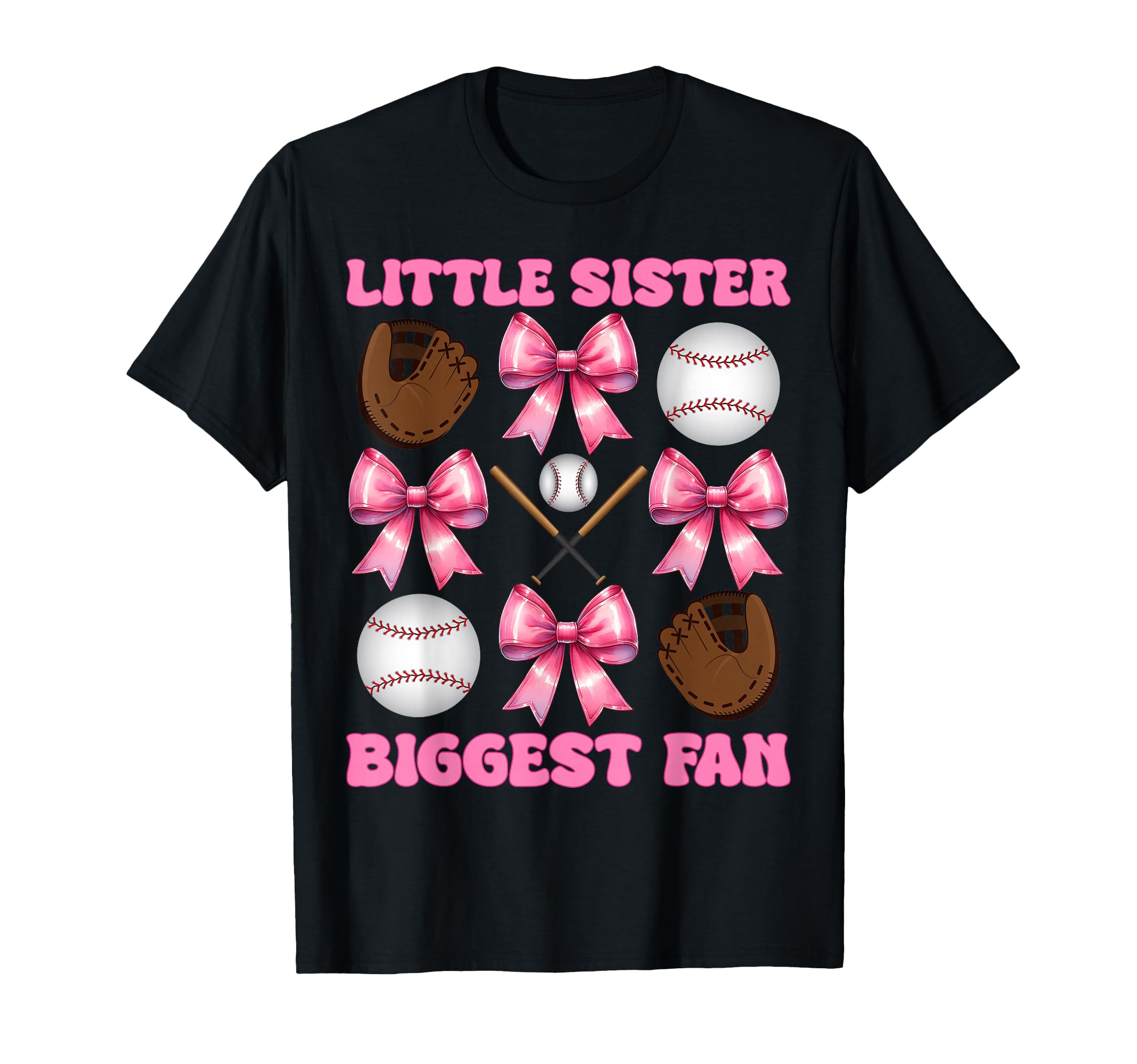 Baseball Sister Coquette Bow Little T-Shirt - Unique Graphic for Adults - T-Shirt, Sweatshirt, Hoodie