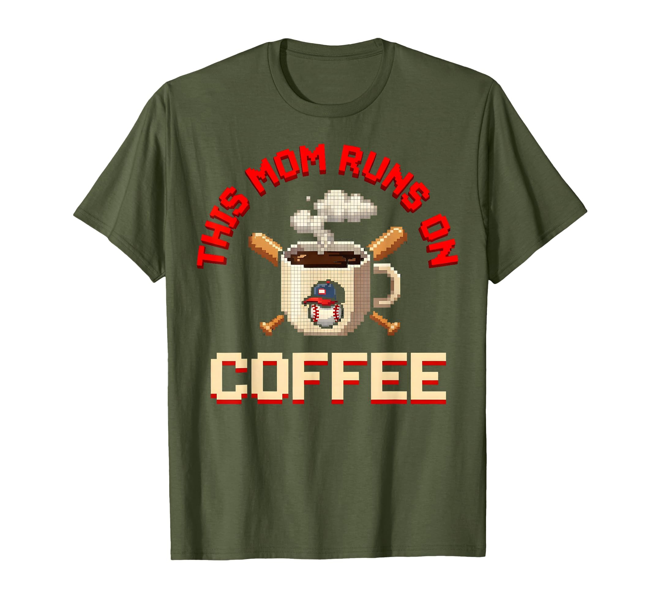 This Mom Runs Coffee Baseball Mom T-Shirt - Casual Everyday Wear Men Women - T-Shirt, Sweatshirt, Hoodie