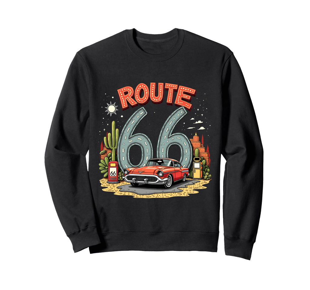 Desert Road Trip Route 66 Red Car Sweatshirt - Novelty Apparel for Adults - T-Shirt, Sweatshirt, Hoodie