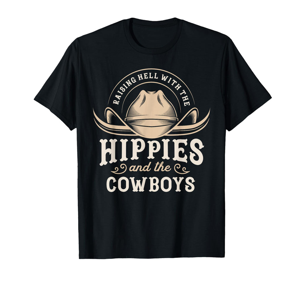 Hippies And Cowboys Cowgirls 70S Western T-Shirt - Unique Graphic Unisex - T-Shirt, Sweatshirt, Hoodie