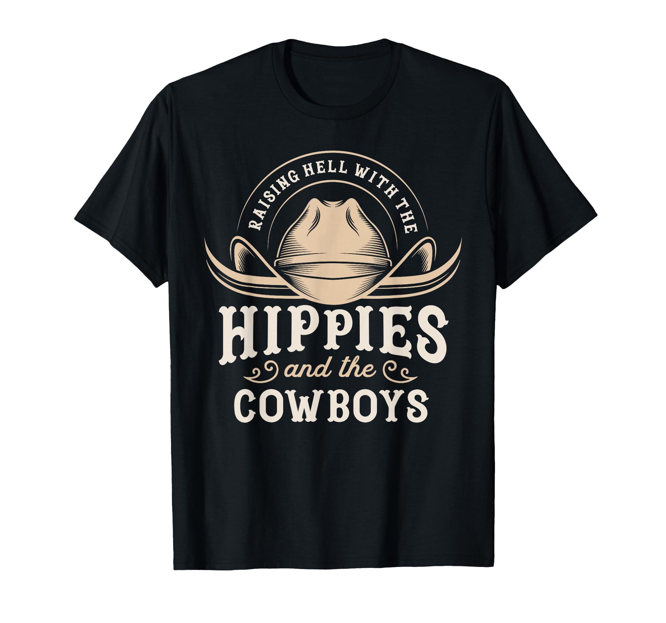 Hippies And Cowboys Cowgirls 70S Western T-Shirt - Unique Graphic Unisex - T-Shirt, Sweatshirt, Hoodie