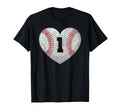 Baseball Number 1 Distressed Heart T-Shirt - Fun Novelty Design for Adults - T-Shirt, Sweatshirt, Hoodie
