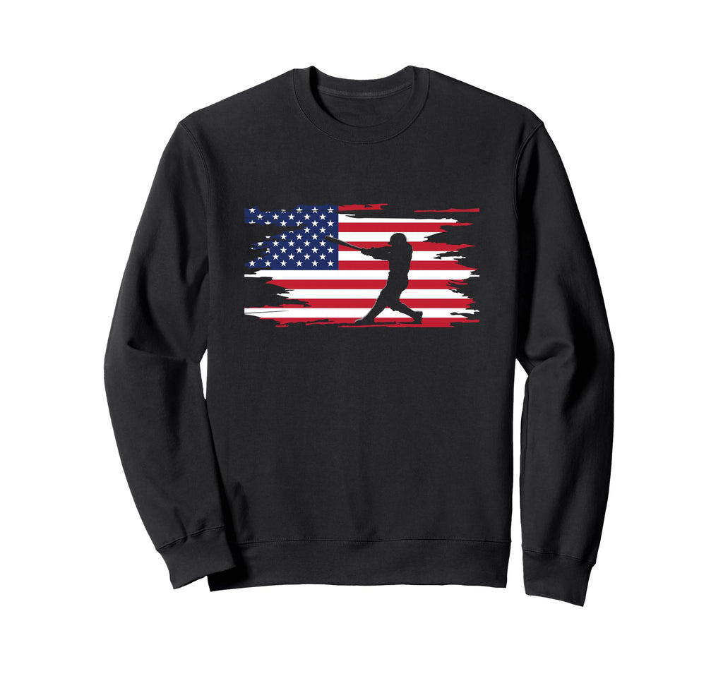 American Flag Baseball Baseball Sweatshirt - Aesthetic Graphic Men Women - T-Shirt, Sweatshirt, Hoodie