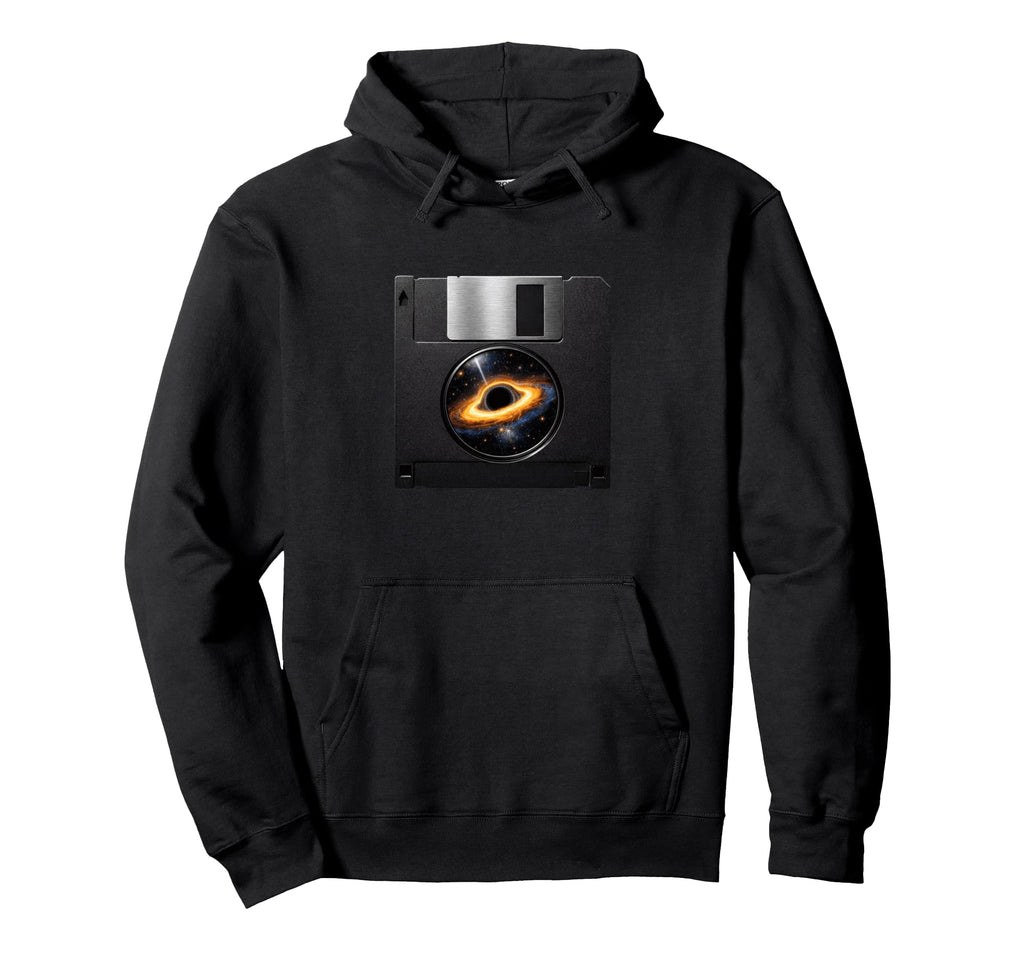Floppy Disk Black Hole 90S Tech Space Hoodie - Casual Everyday Wear Unisex - T-Shirt, Sweatshirt, Hoodie
