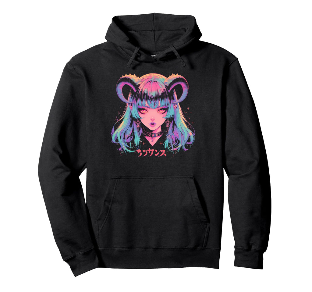 Goth Grunge Demon Anime Waifu Horror Hoodie - Aesthetic Graphic Men Women - T-Shirt, Sweatshirt, Hoodie