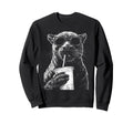 Panther Drinking Iced Coffee Funny Sweatshirt - Aesthetic Graphic Unisex - T-Shirt, Sweatshirt, Hoodie