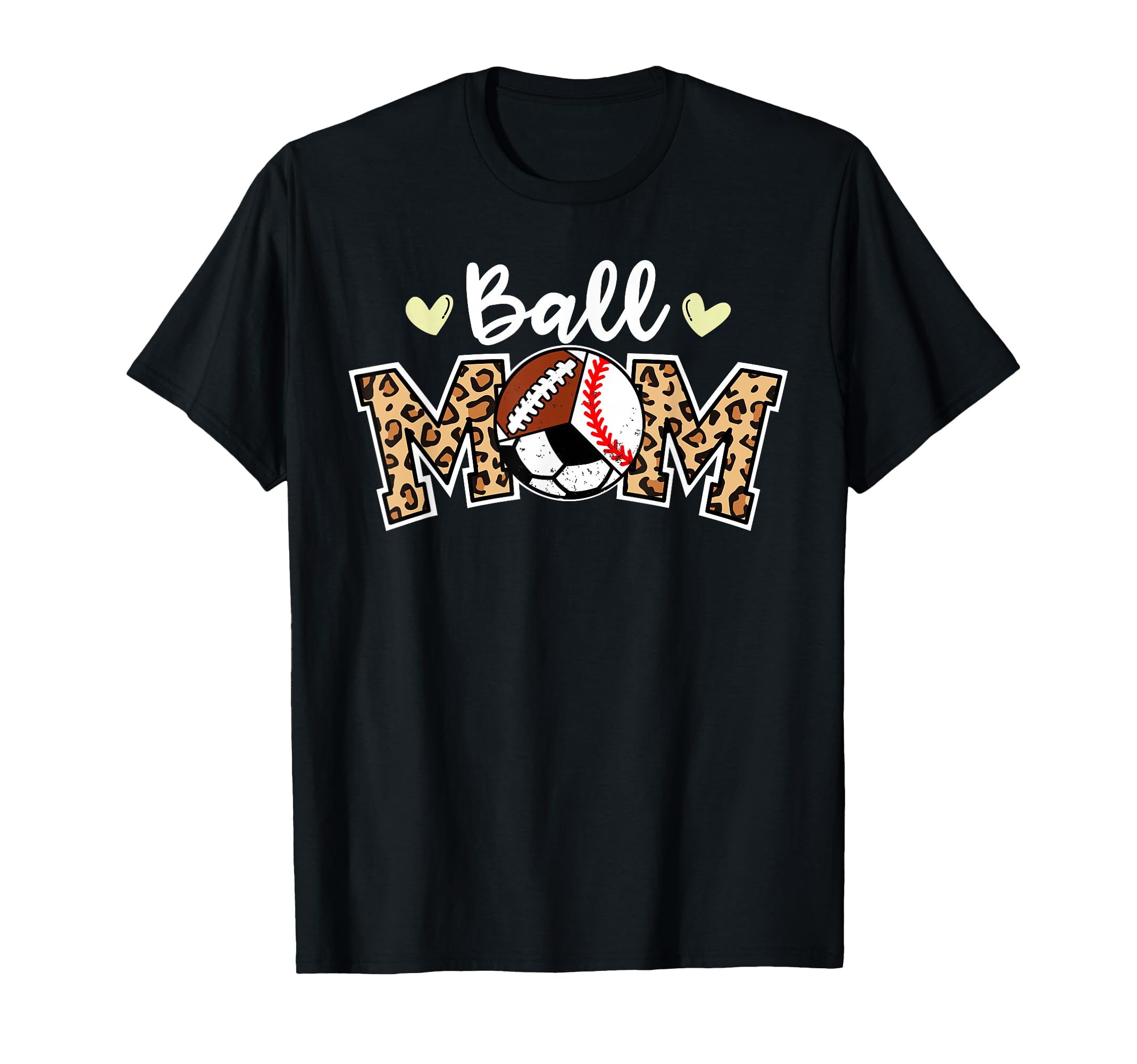 Ball Mom Leopard Baseball Soccer T-Shirt - Graphic Print for Adults - T-Shirt, Sweatshirt, Hoodie