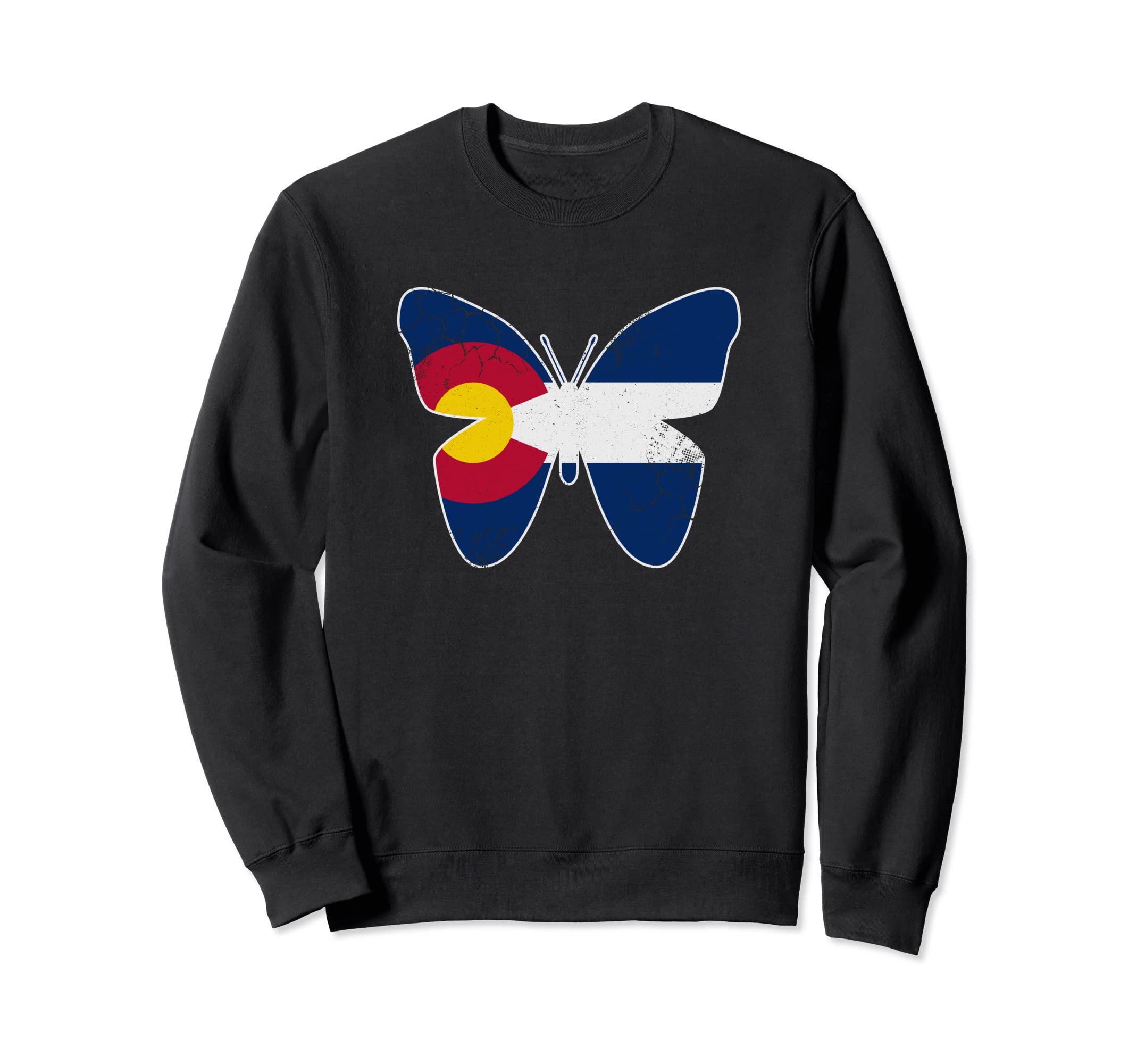 Colorado Flag Butterfly Sweatshirt - Minimalist Print Men Women - T-Shirt, Sweatshirt, Hoodie