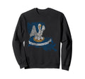 Louisiana Flag State Map Distressed Sweatshirt - Novelty Apparel Unisex - T-Shirt, Sweatshirt, Hoodie