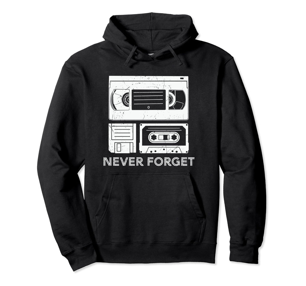 Never Forget Cassette Video Tape Hoodie - Minimalist Print for Adults - T-Shirt, Sweatshirt, Hoodie
