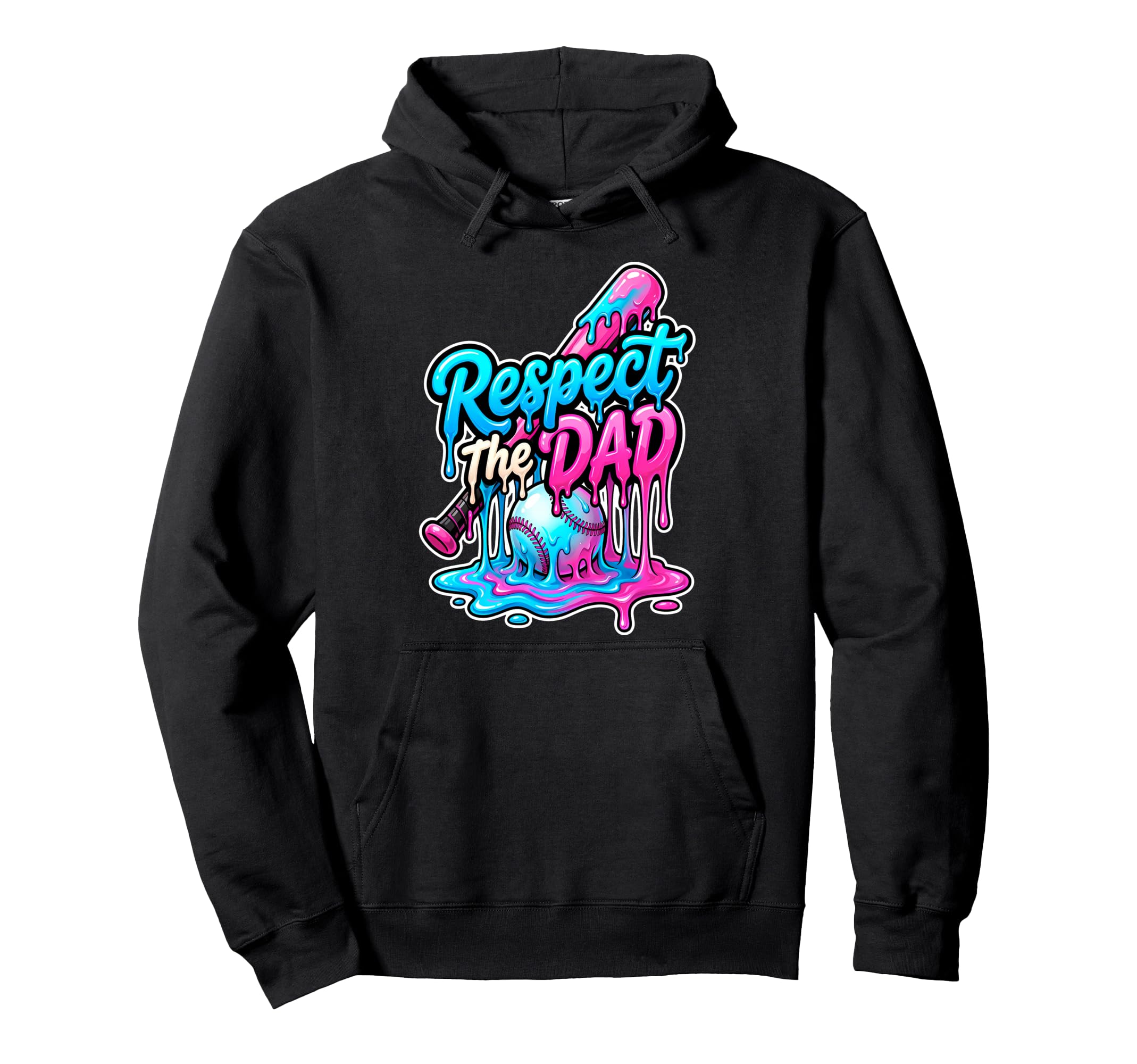 Respect Dad Ice Cream Drip Baseball Hoodie - Fun Novelty Design Unisex - T-Shirt, Sweatshirt, Hoodie