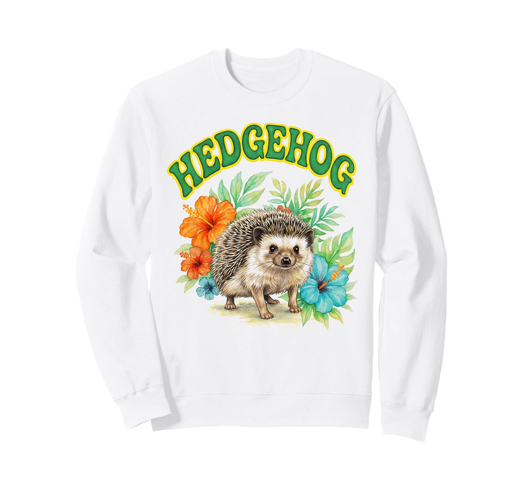 Hedgehog Groovy Floral Hedgehog Sweatshirt - Minimalist Print Unisex - T-Shirt, Sweatshirt, Hoodie