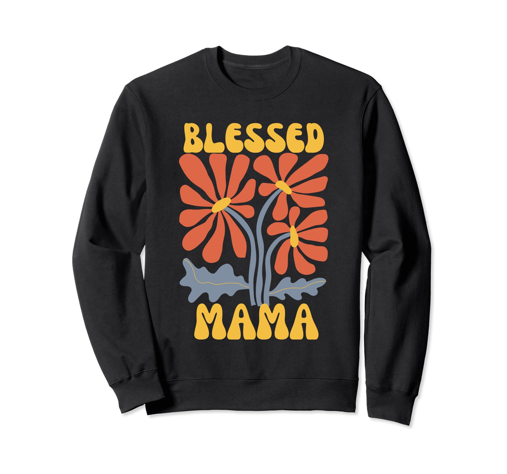 Blessed Mama Boho Flowers Floral Hoodie - Custom Art Print Men Women - T-Shirt, Sweatshirt, Hoodie