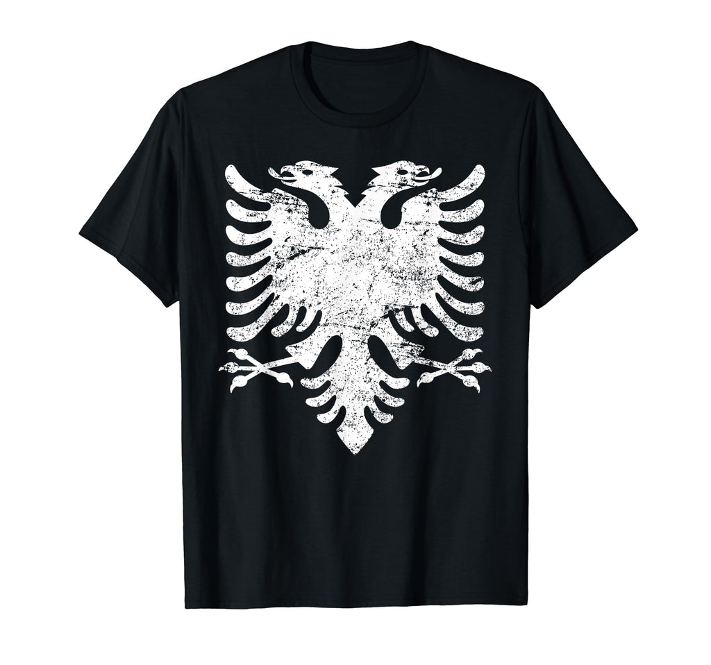 Albanian Eagle Flag Distressed White T-Shirt - Graphic Print for Adults - T-Shirt, Sweatshirt, Hoodie