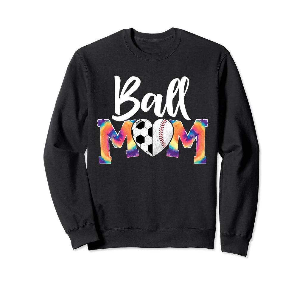 Ball Mom Heart Tie Dye Funny Sweatshirt - Unique Graphic Men Women - T-Shirt, Sweatshirt, Hoodie