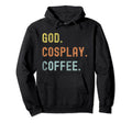 Vintages Cosplay And Coffee Distressed Hoodie - Streetwear Style Unisex - T-Shirt, Sweatshirt, Hoodie