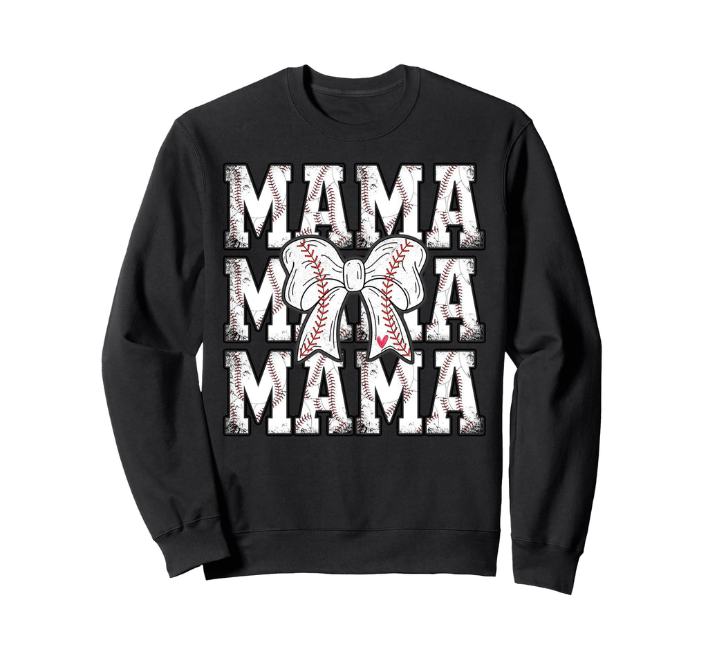 Baseball Mama Coquette Bow Sweatshirt - Novelty Apparel for Adults - T-Shirt, Sweatshirt, Hoodie