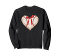 Baseball Heart Red Bow Sweatshirt - Trendy Graphic for Adults - T-Shirt, Sweatshirt, Hoodie