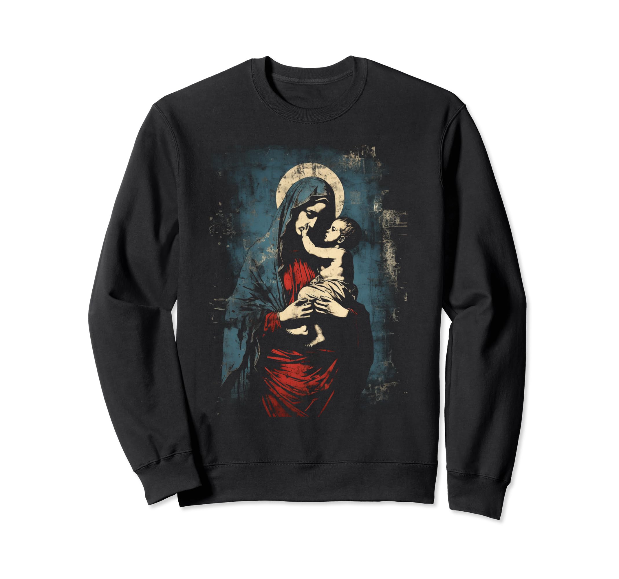 Mary Jesus Distressed 90S Goth Grunge Sweatshirt - Novelty Apparel Unisex - T-Shirt, Sweatshirt, Hoodie