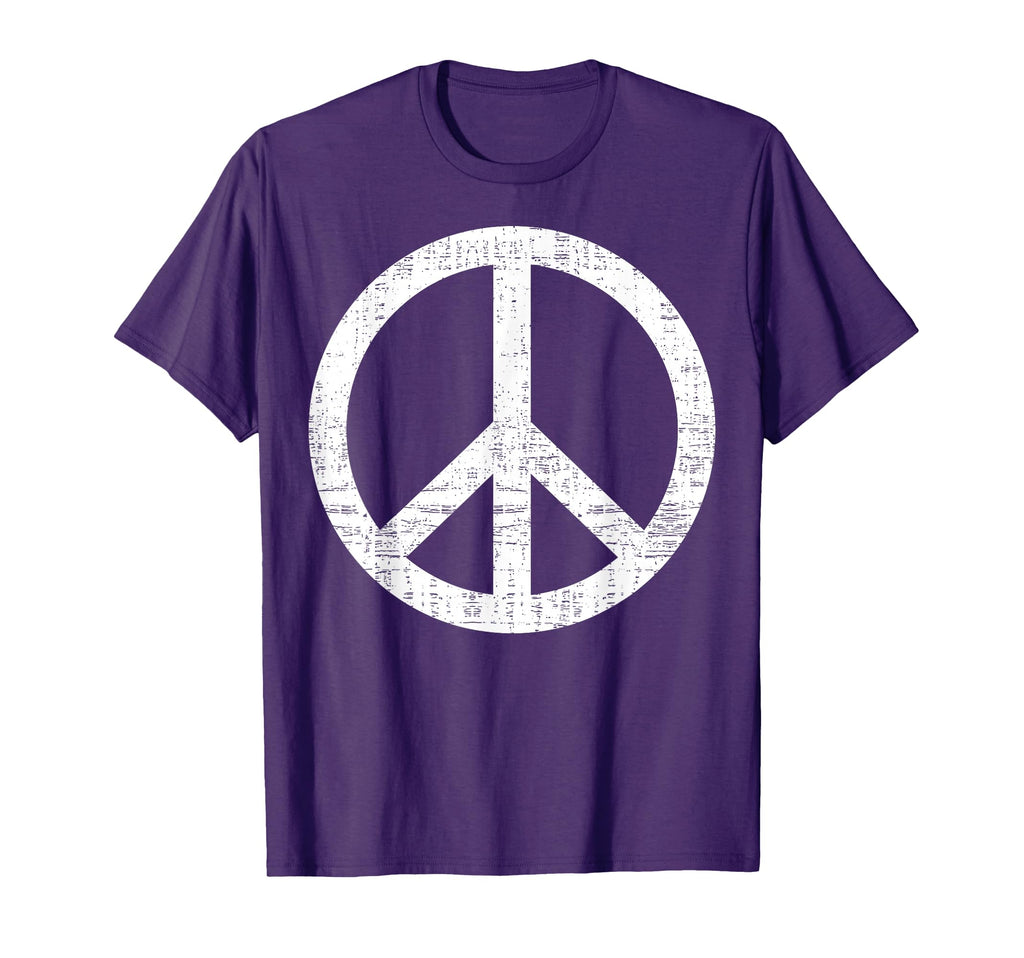 White Distressed Peace Sign Symbolic T-Shirt - Novelty Apparel Unisex - T-Shirt, Sweatshirt, Hoodie