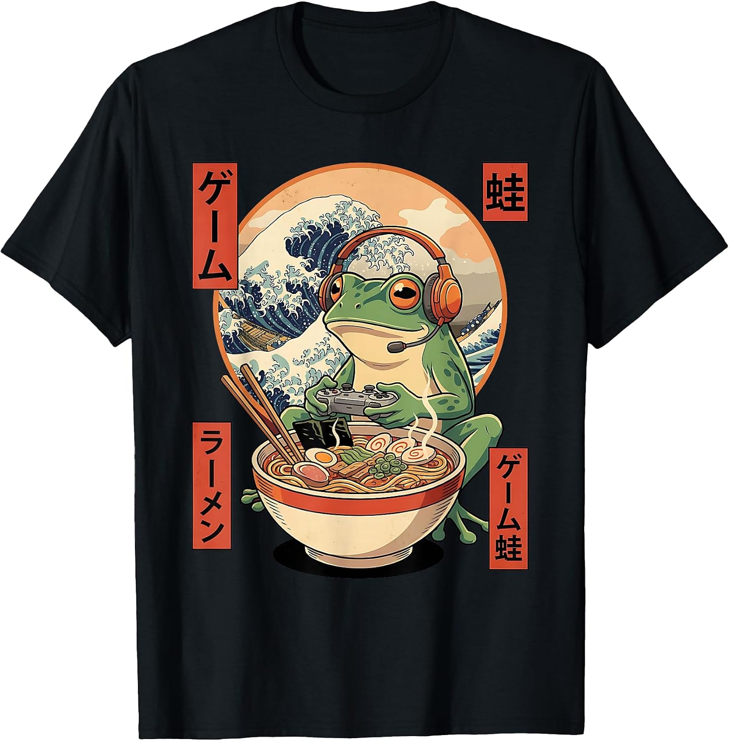 Funny Frog Japanese Gamer Ramen Anime Apparel - Adult & Kids T-Shirts, Sweatshirts & Hoodies apparel design preview 1