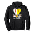 Mom Both Heart Softball Baseball Mom Hoodie - Fun Novelty Design Unisex - T-Shirt, Sweatshirt, Hoodie
