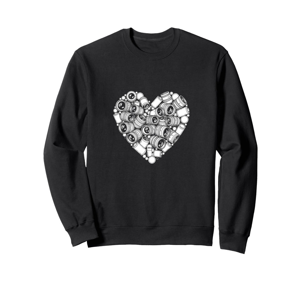Camera Lens Heart Dslr Sweatshirt - Minimalist Print for Adults - T-Shirt, Sweatshirt, Hoodie