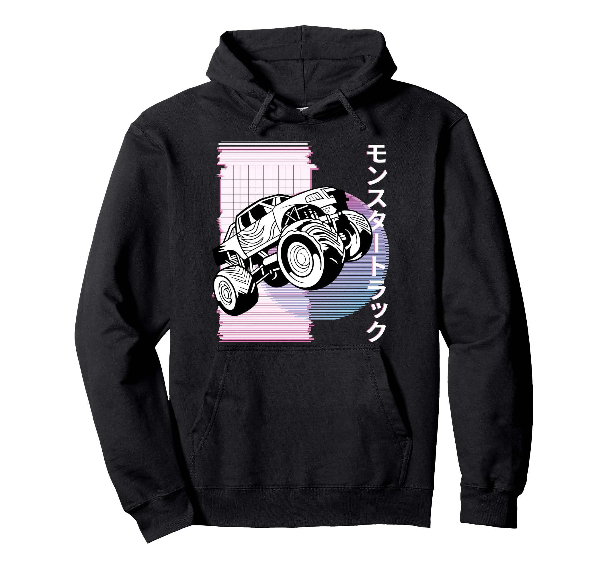 Vaporwave Aesthetic Monster Truck Hoodie - Fun Novelty Design Men Women - T-Shirt, Sweatshirt, Hoodie