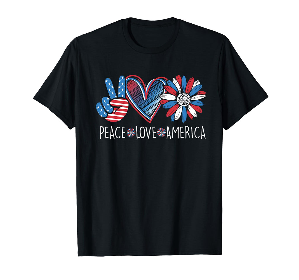 Peace Love America Daisy 4Th July T-Shirt - Graphic Print Men Women - T-Shirt, Sweatshirt, Hoodie