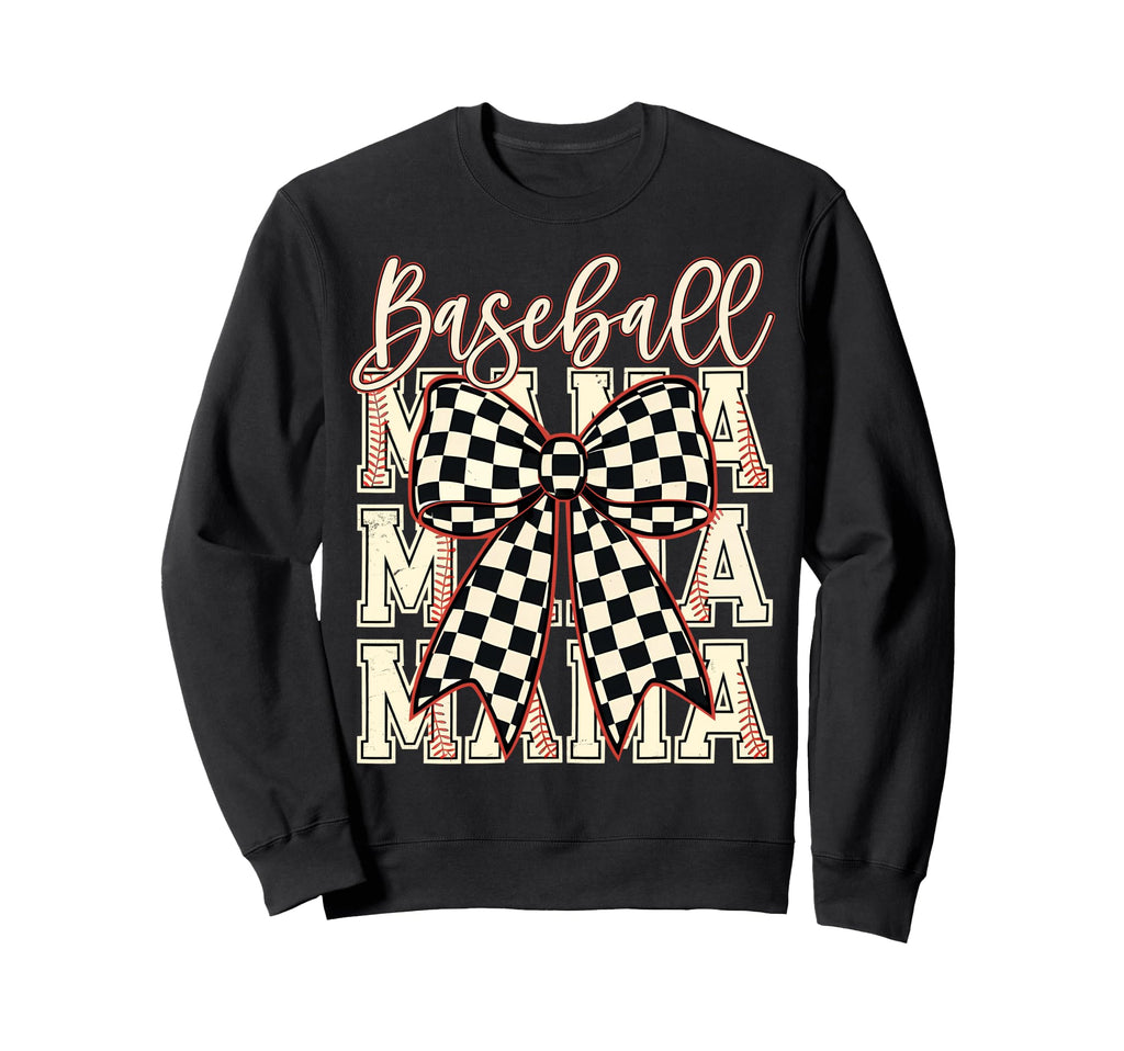 Checkered Coquette Baseball Mama Sweatshirt - Streetwear Style Men Women - T-Shirt, Sweatshirt, Hoodie