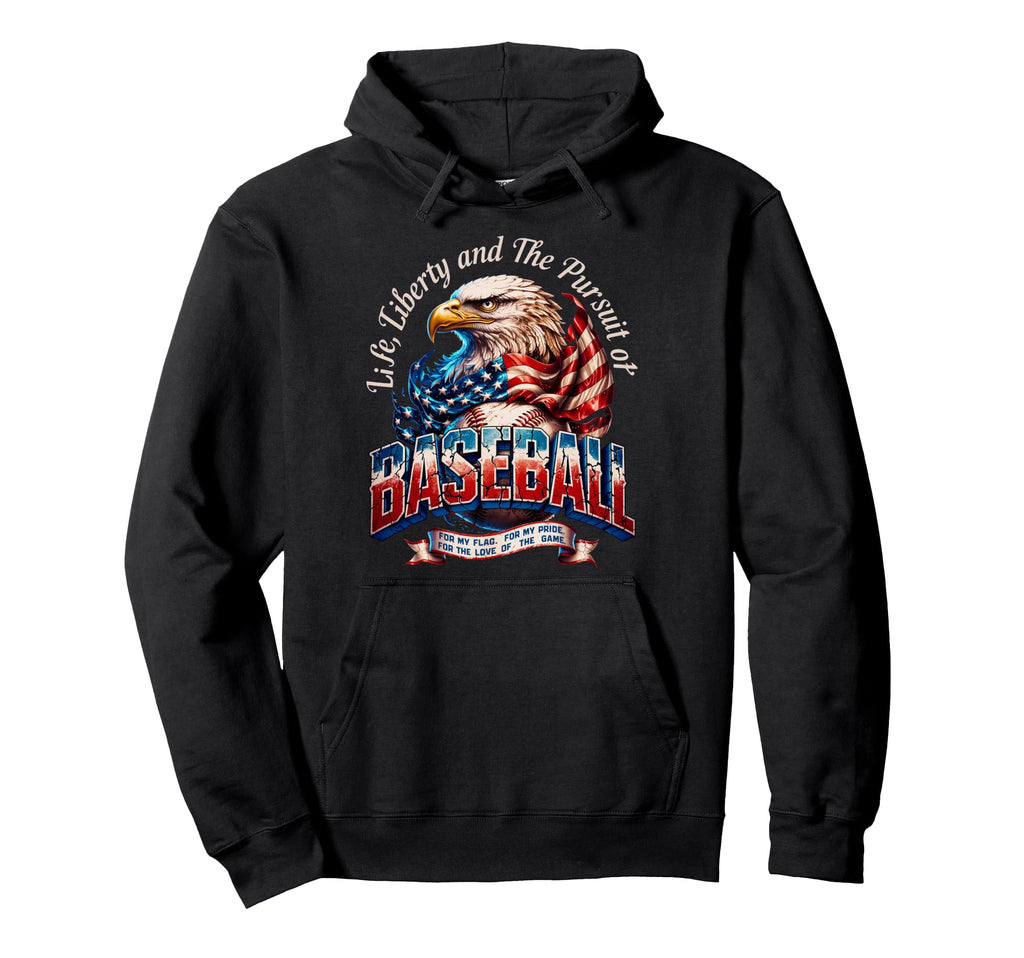American Baseball Flag Proud Baseball Hoodie - Fun Novelty Design Unisex - T-Shirt, Sweatshirt, Hoodie