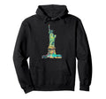 Glitch Art Statue Liberty Cyan Magenta Hoodie - Unique Graphic Men Women - T-Shirt, Sweatshirt, Hoodie