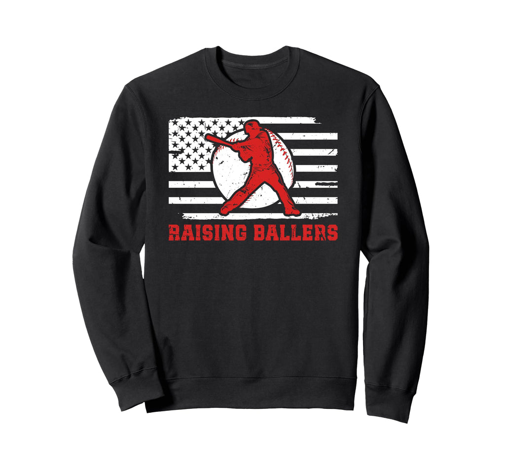 Raising Ballers Baseball Dad Us Sweatshirt - Aesthetic Graphic for Adults - T-Shirt, Sweatshirt, Hoodie