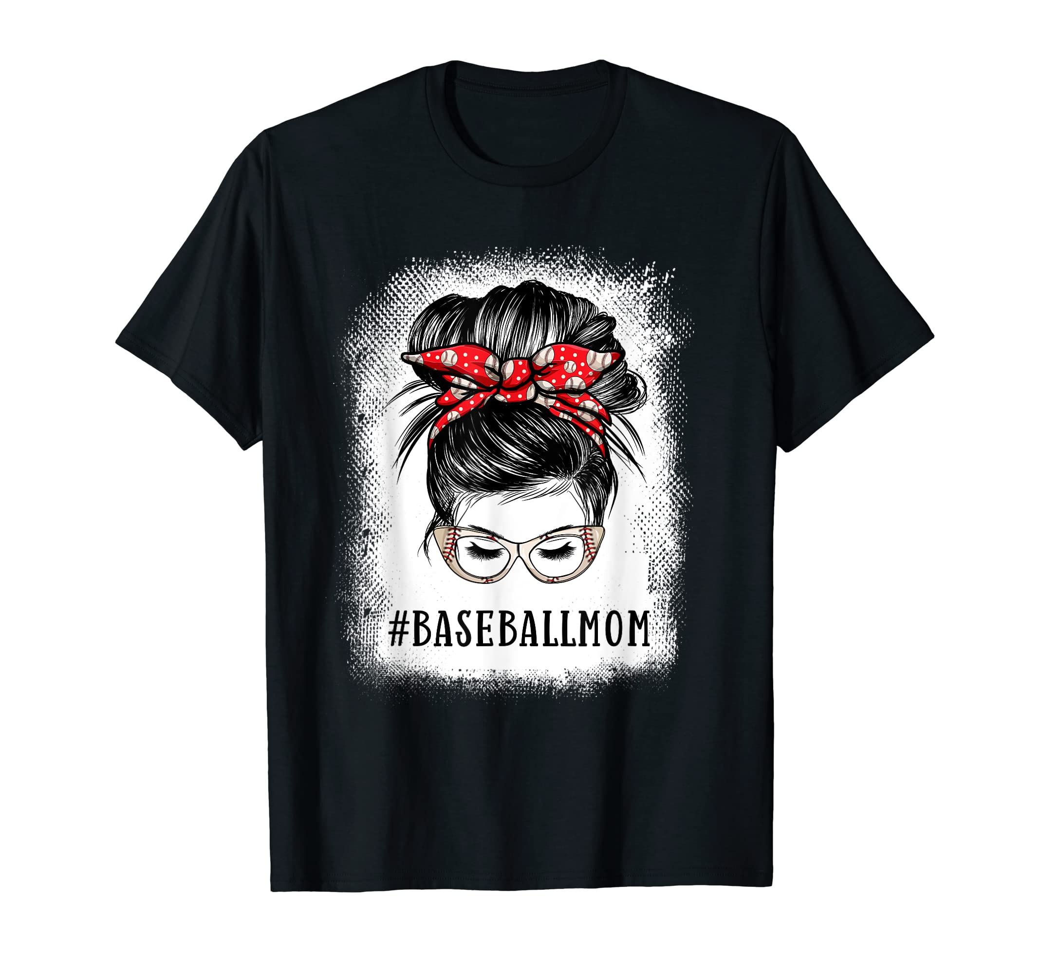 Bleached Baseball Mom Messy Bun T-Shirt - Custom Art Print for Adults - T-Shirt, Sweatshirt, Hoodie