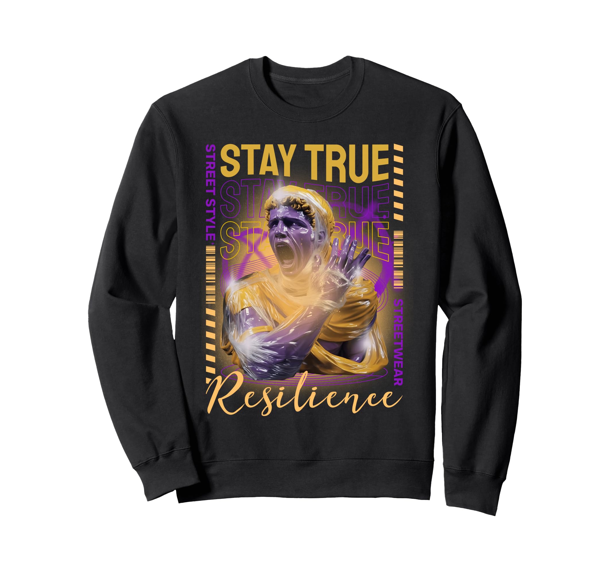 Y2K Stay True Bold Urban Graffiti Sweatshirt - Streetwear Style for Adults - T-Shirt, Sweatshirt, Hoodie