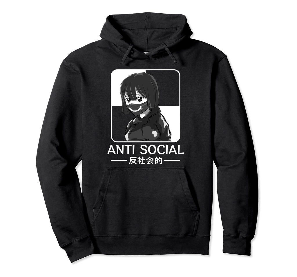 Anti Social Japanese Edgy Alt Sad Anime Hoodie - Aesthetic Graphic Unisex - T-Shirt, Sweatshirt, Hoodie