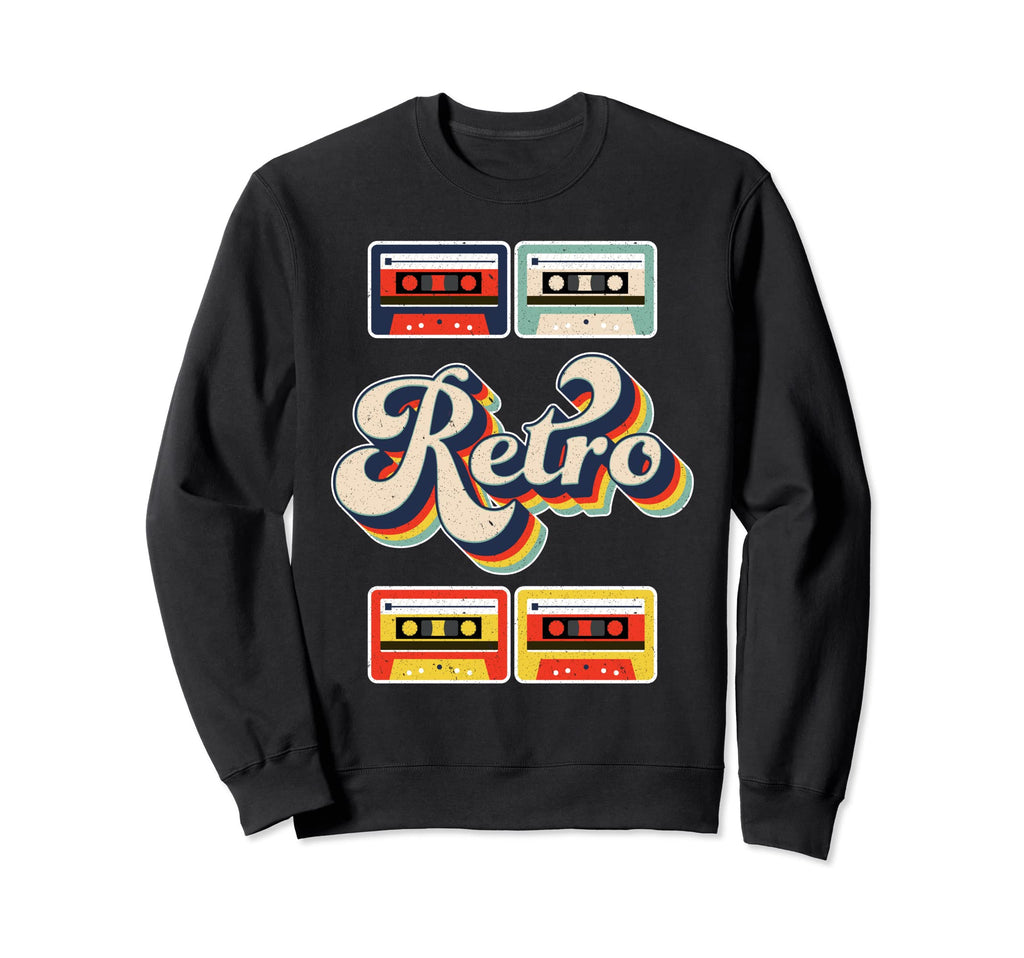 Tape Cassettes Distressed 1980S Sweatshirt - Novelty Apparel for Adults - T-Shirt, Sweatshirt, Hoodie