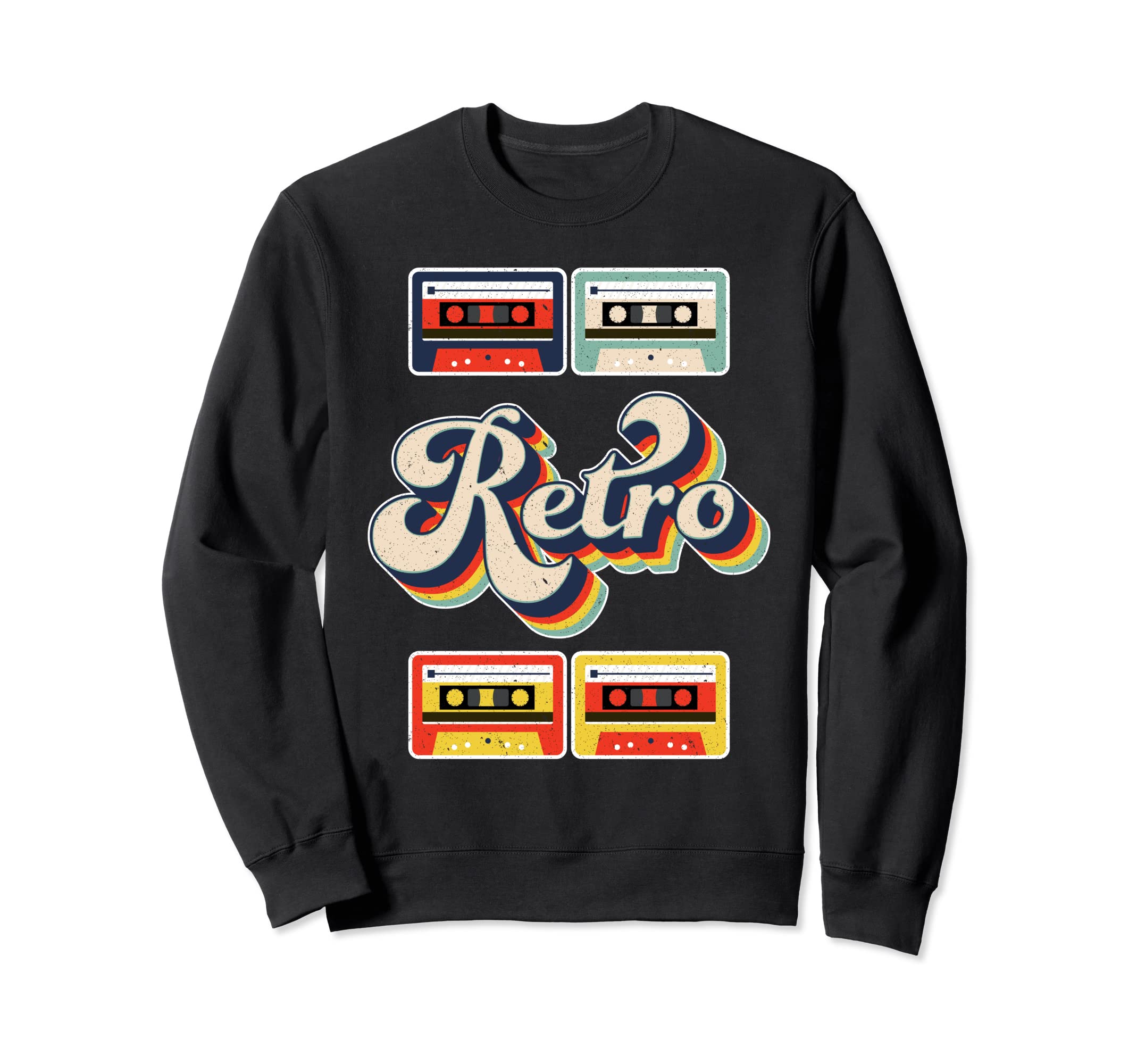 Tape Cassettes Distressed 1980S Sweatshirt - Novelty Apparel for Adults - T-Shirt, Sweatshirt, Hoodie