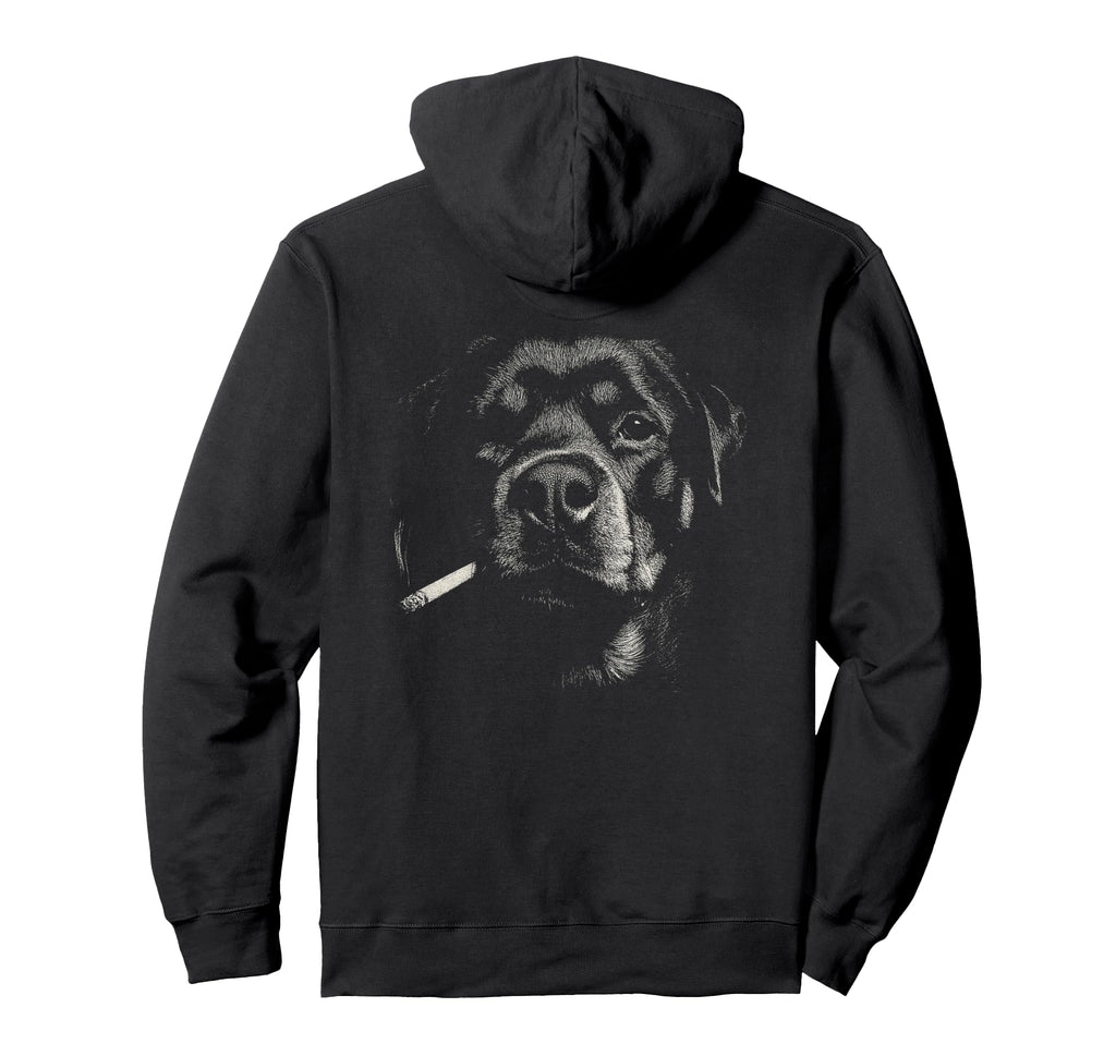 Rottweiler Smoking Cigarette Grunge Meme Hoodie - Unique Graphic Unisex - T-Shirt, Sweatshirt, Hoodie