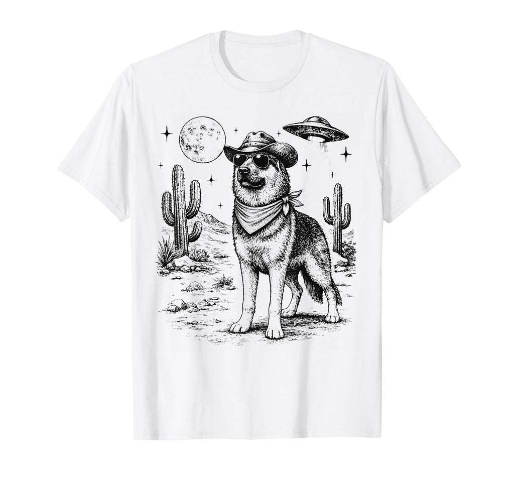 Cowboy Dog Funny German Shepherd T-Shirt - Casual Everyday Wear for Adults - T-Shirt, Sweatshirt, Hoodie