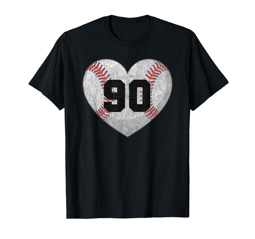 Baseball Number 90 Distressed Heart T-Shirt - Streetwear Style Unisex - T-Shirt, Sweatshirt, Hoodie
