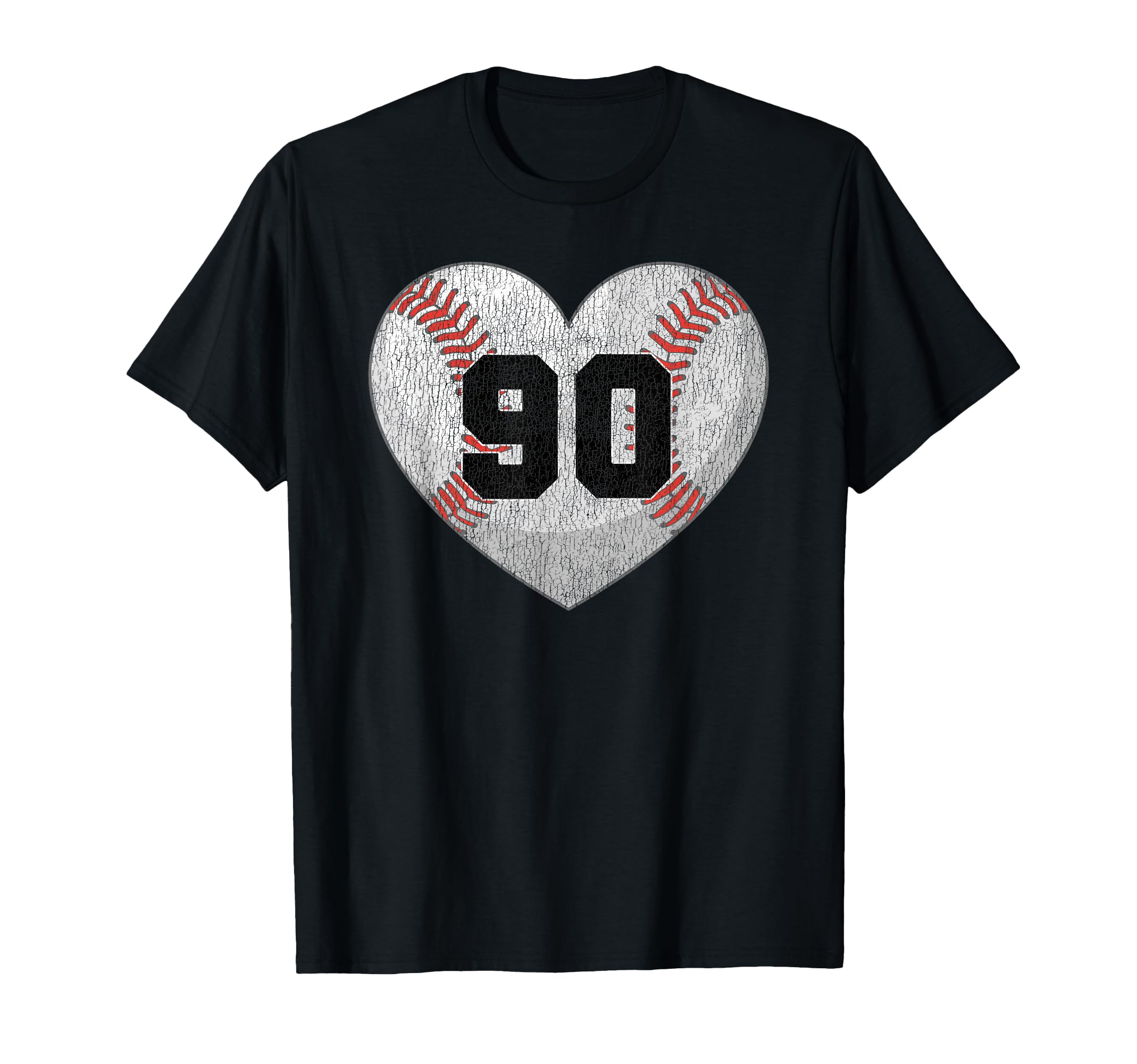 Baseball Number 90 Distressed Heart T-Shirt - Streetwear Style Unisex - T-Shirt, Sweatshirt, Hoodie